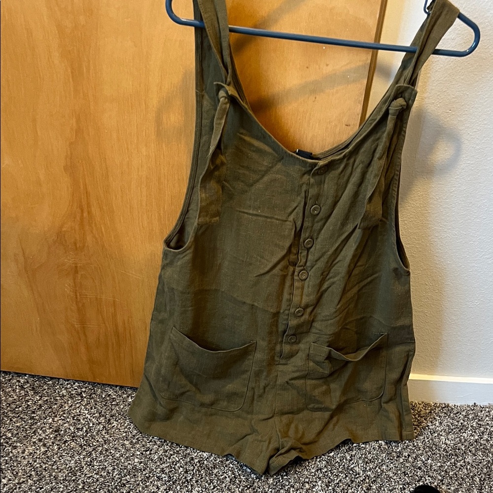 Forever 21 Olive Button-Front romper